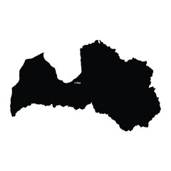 Fototapeta premium Latvia Map Silhouette with Riga Capital Mark
