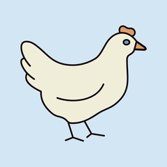 Fototapeta premium White Chicken Hen Minimal Line Icon