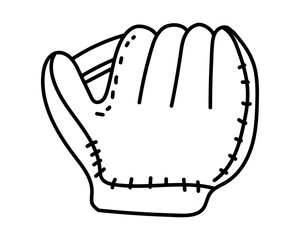 Obraz premium Hand-drawn vintage line art baseball glove baseball sport. Editable stroke.