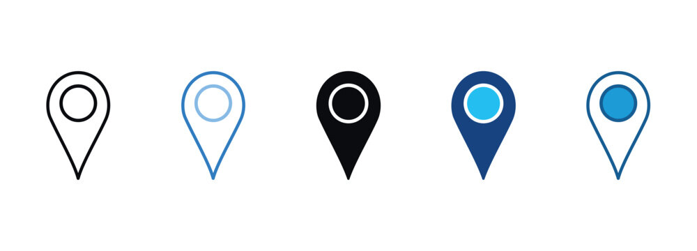 Location Icon Set Multiple Style Of