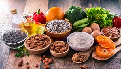 foods containing lutein on a beautiful background selective focus