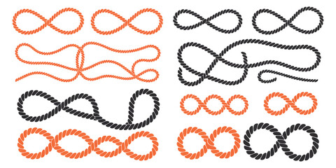 Nautical rope border vector swaying black rope design for round text frames, maritime decoration © Ayat 03