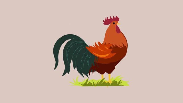 Cartoon Rooster Crowing Animation Loop