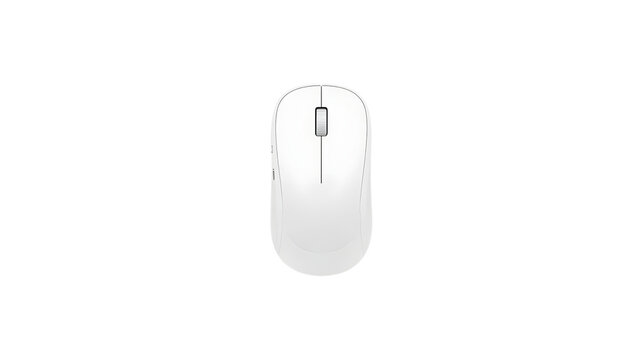 wireless computer mouse, modern white design, PNG, isolated on transparent background, ideal for design and marketing, top view, flat lay
