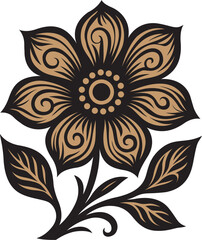stylized black and white flower