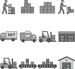 Fototapeta premium Delivery and warehouse service vector icons