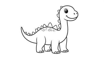 Naklejka premium A cartoon dinosaur illustration with a smiling face and spiky tail standing alone