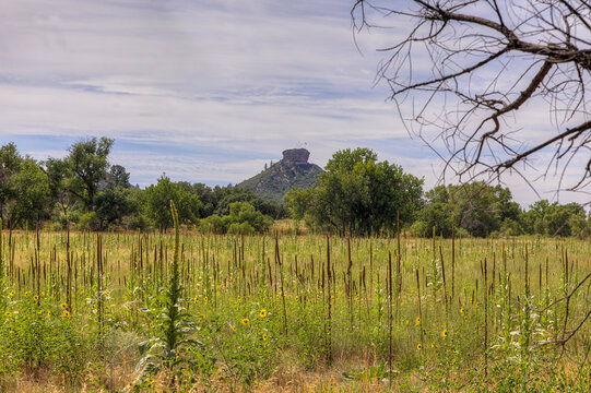 Castle Rock, late summer. Plum Creek Trail.  A grounded yet expansive view of Castle Rock from the East Plum Creek Trail in Castle Rock, Colorado. 