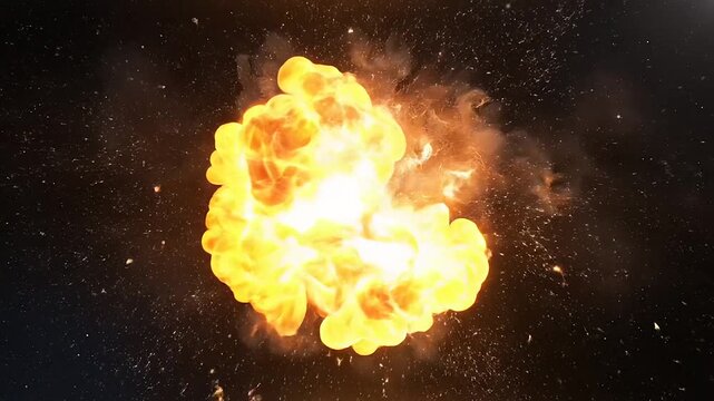 Abstract forms of pure light collide and merge in slow motion, creating a vibrant energetic explosion of fiery particles.