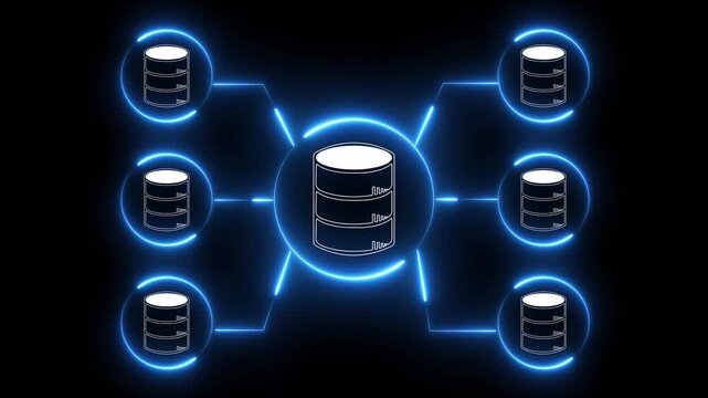 Data integration and ETL process concept on the transparent background. Data pipeline and data warehouse. Motion graphics of data analysis idea. 4k animation.