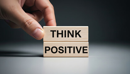 Fototapeta premium Inspirational wooden blocks with think positive message