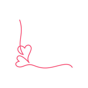 Heaet corner border decoration. Vintage decorative border with hearts. Wedding design elements, flower decoration. Vector illustration