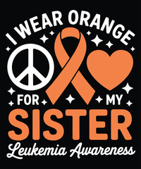 Leukemia awareness ribbon with peace heart sister support vector illustration