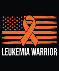 Leukemia warrior awareness ribbon on American flag vector illustration