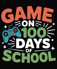 100 days of school celebration with game controller vector illustration