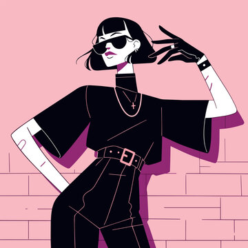 Modern Urban Girl Power: Minimalist Vector Portrait