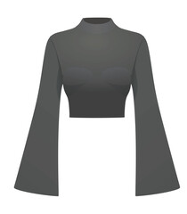 Naklejka premium Grey white crop sweater with wide sleeve. vector illustration