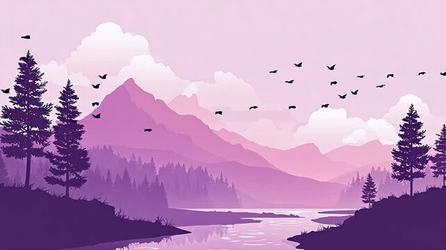 mountain forest river sky