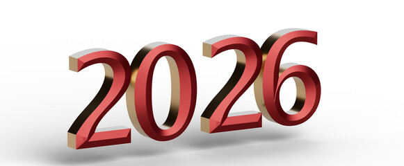 Stylish 3D rendering of the year 2026, ideal for New Year greetings, business promotions, and festive designs. Perfect f © vegefox.com