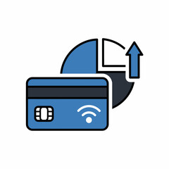 Fototapeta premium Credit card and financial growth represented by a pie chart and an upward arrow