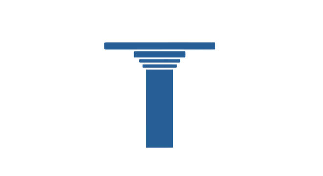 Blue T Shaped Object Icon Symbol.