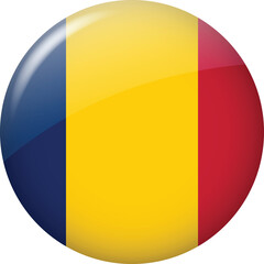 Chad National Flag Round Glossy Button With Vertical Tricolor