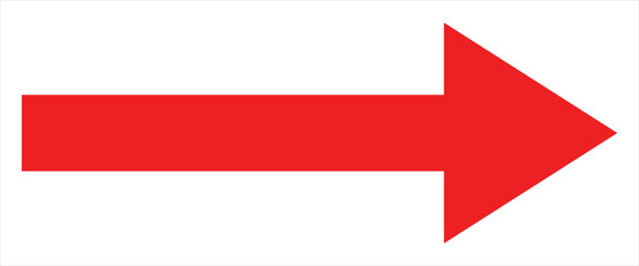 Vector trendy long red arrows. Red horizontal long arrow vector. Red long arrow pointing to right in site on isolated white background. Straight line. © Thought Leader