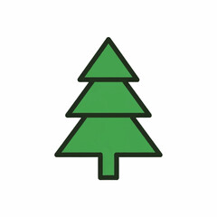 Simple Green Christmas Tree Icon Graphic.