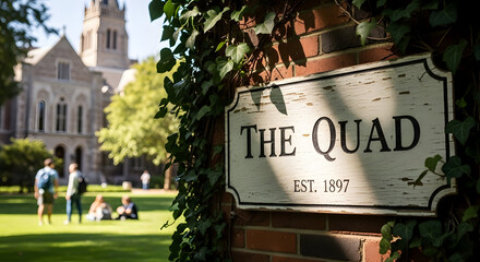 Obraz premium Heritage Academic Hall Historic Colonial Style University Building Exterior in Morning Light
