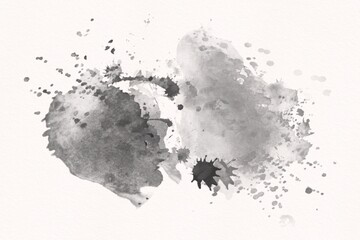 Fototapeta premium Black Watercolor Splash Decoration Abstract Paint On White Paper