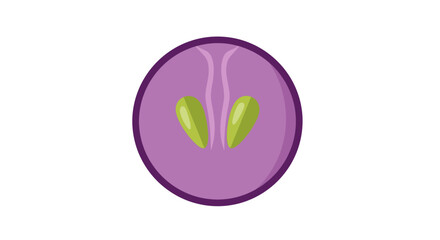 Obraz premium Close up of a cut grape showcasing seeds against purple background
