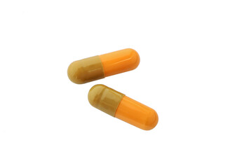 Medications. Close up pills isolated on the white.