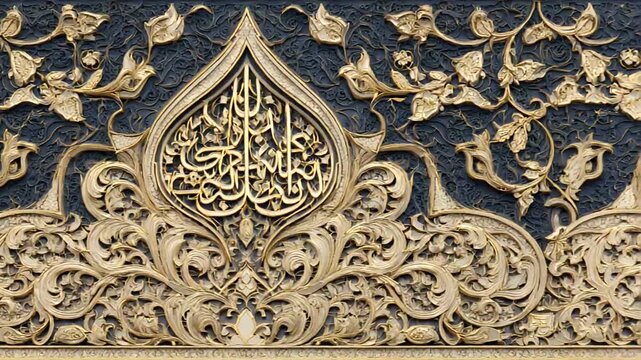 Intricate Islamic Calligraphy and Floral Ornamentation on a Dark Background.