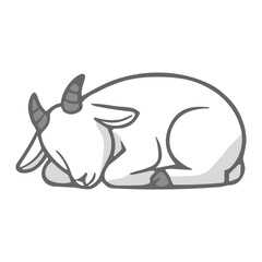 Cute Sleeping Goat Cartoon Illustration