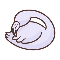 Cute Sleeping Swan Cartoon Illustration