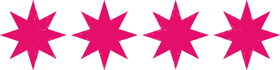 Obraz premium Pink grunge starburst set, abstract retro comic explosion shapes, bold distressed vector design elements isolated on white background