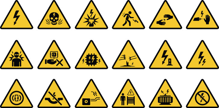 Electrical Hazard Warning Signs Collection