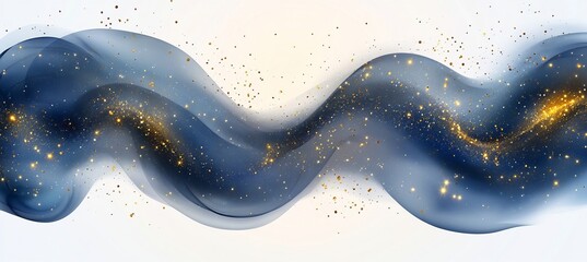 Naklejka premium Elegant Blue Flow with Golden Sparkle, Abstract Design for Luxury Decoration and Festive Mood