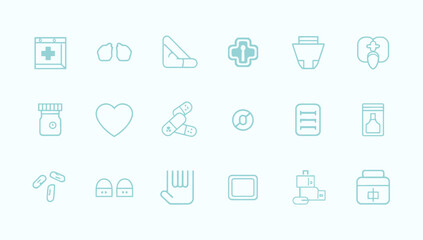 Medical icon set, pill and capsule medicine icon