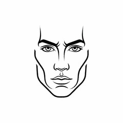 Obraz premium Line Art Drawing of a Mans Face with Strong Features.