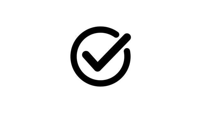 Check mark animation. check mark animation motion. Animated tick mark icon with circle loading animated on white background 4k video