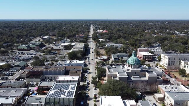 Downtown Deland drone shot