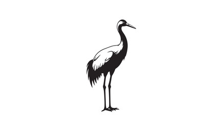 Obraz premium Black and white crane bird standing vector illustration