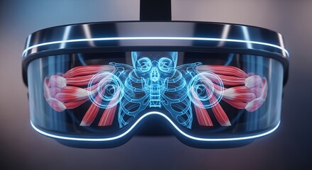 Augmented Reality Medical Visualization Showing Human Anatomy Muscles and Skeleton in AR Glasses