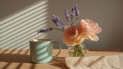 Fototapeta premium Real estate property flyer MLS listing on oak table with decorative objects, marketing concept