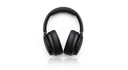 Fototapeta premium Black Over-Ear Headphones Isolated on White Background Studio Shot