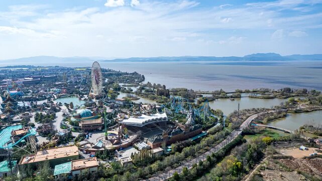 Dianchi Lake Amusement Park Aerial View, Yunnan Mountains