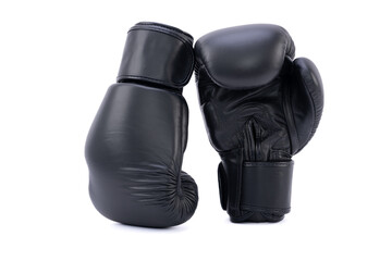 Two powerful black boxing gloves stand together, ready for action in the ring. They symbolize strength, determination, and the spirit of competition, embodying the essence of the sport.