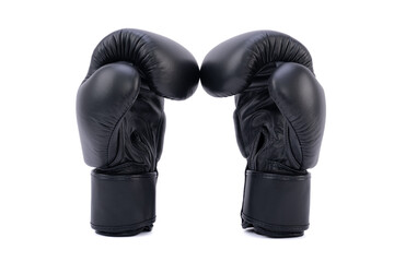 Two powerful black boxing gloves stand together, ready for action in the ring. They symbolize strength, determination, and the spirit of competition, embodying the essence of the sport.