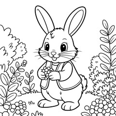 Fototapeta premium Cozy Easter Bunny Coloring Book for Kids and Adults